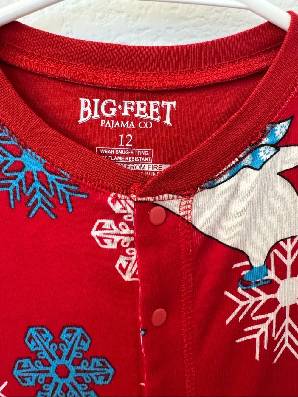 NWT Big Feet Pajama Co Red Kids Penguin Polar Bear Pajamas size 12 cotton